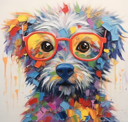 Colorful Dog With Glasses