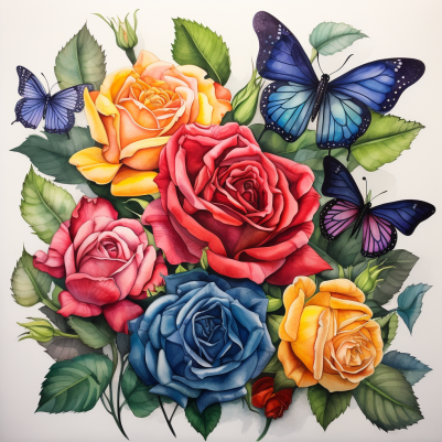 Mesmerizing Roses And Butterflies