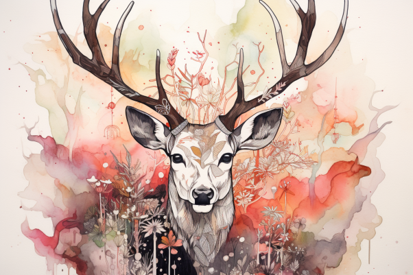 Watercolor Art Deer