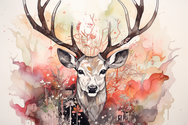 Watercolor Art Deer  Paint by Numbers Kit