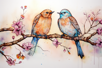 Thumbnail for Watercolor Birds On A Branch