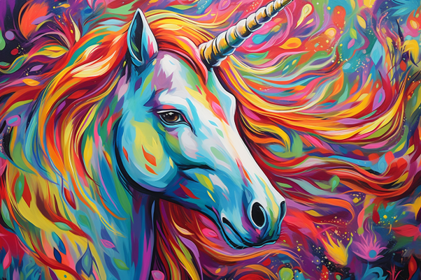 Unicorn And Bright Colors  Paint by Numbers Kit