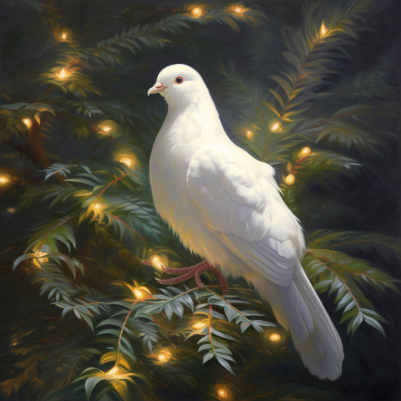 A White Dove In A Christmas Tree