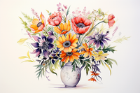 Thumbnail for Flowers In A Vase Soft Water Colors  Paint by Numbers Kit