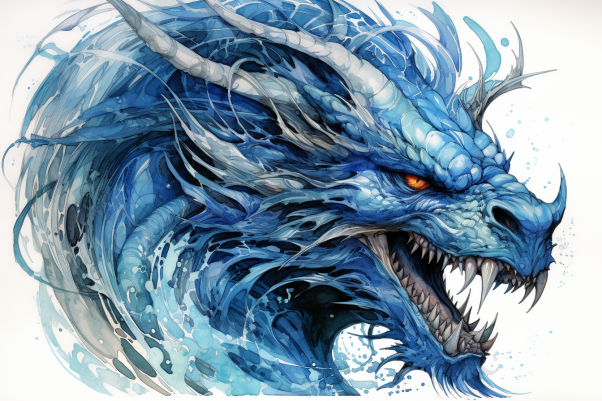 Fierce Ice Blue Dragon