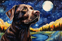 Thumbnail for Starry Night Chocolate Labrador   Paint by Numbers Kit