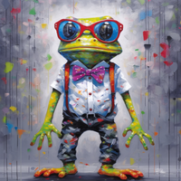 Thumbnail for Green Frog In Red Glasses And Suspenders