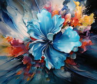 Thumbnail for Dramatic Blue Flower Painting