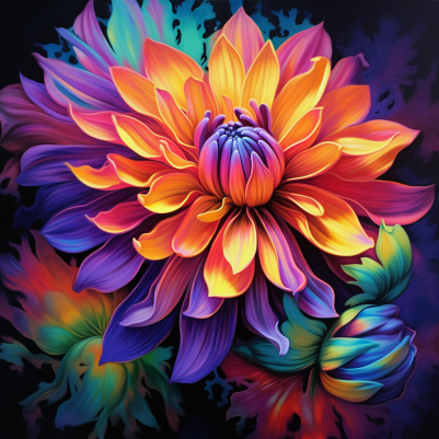 Glowing Multi Colored Flower In Bloom