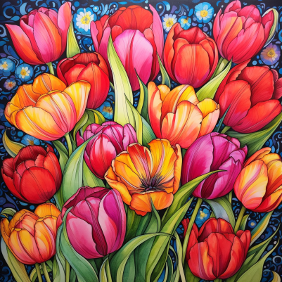 Bright Colorful Tulips