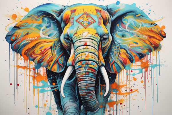 Colorful Elephant Watercolor  Paint by Numbers Kit