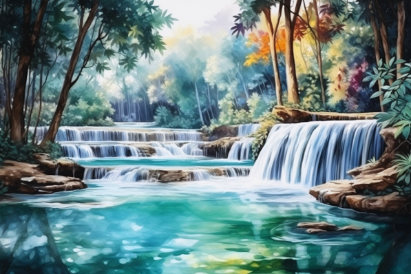 Tropical Waterfalls  Paint by Numbers Kit