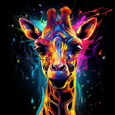 Neon Glowing Giraffe