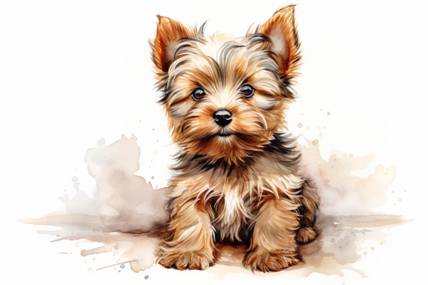 Fluffy Brown Watercolor Yorkie