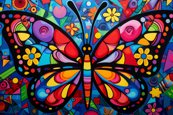 Bold Colorful Fun Butterfly  Paint by Numbers Kit
