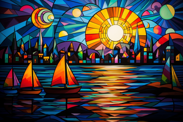 Sailboats On Stained Glass