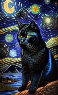 Thumbnail for Black Cat Starry Night Sky