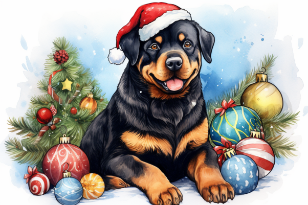 Happy Christmas Rottweiler Pup