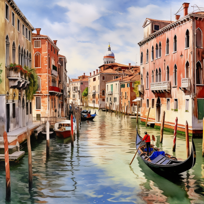 Venice Canal And Man On Gondola  Paint by Numbers Kit