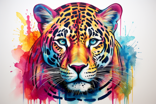 Colorful Jaguar Watercolor Paint by Numbers Kit