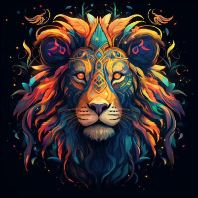Golden Eyed Abstract Lion