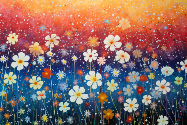 Evening Glow Over Wildflowers  Paint by Numbers Kit