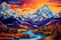 Thumbnail for Vibrant Dreamy Colorful Mountain Range