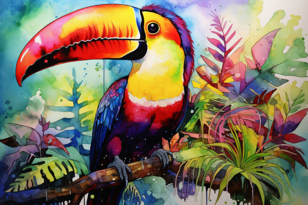 Watercolor Tropical Toucan