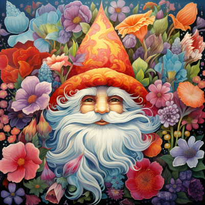 Mesmerizing Gnome And Flowers