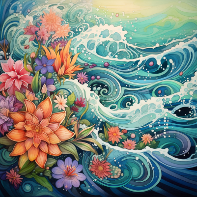 Mesmerizing Waves And Flowers