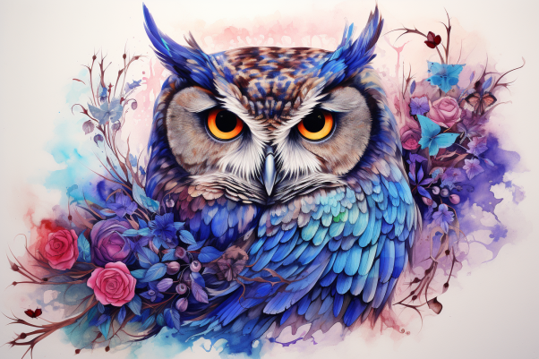 Pretty Watercolor Owl  Paint by Numbers Kit