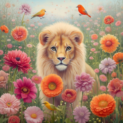 Magical Garden And Beautiful Lion