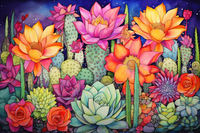 Thumbnail for Pterry Watercolor Cactus  Paint by Numbers Kit