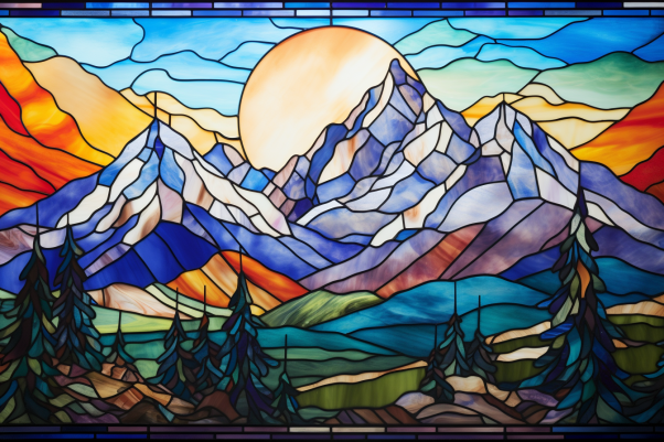 Stained Glass Mountain Range – Paint By Numbers
