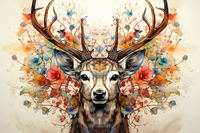 Thumbnail for Flower Art Watercolor Deer  Paint by Numbers Kit