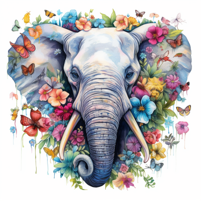 Featuring Flowers And An Elephant
