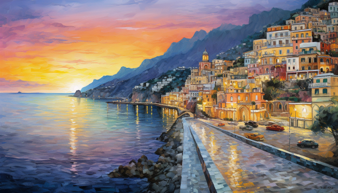 Golden Hour Amalfi Coast  Paint by Numbers Kit