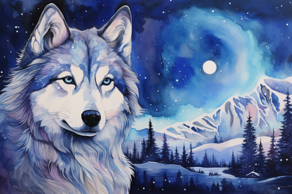 Siberian Husky Starry Night   Paint by Numbers Kit