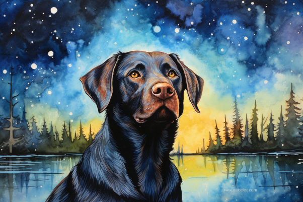 Watercolor Night Sky Labrador  Paint by Numbers Kit