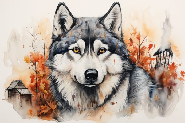Huskey In The Fall