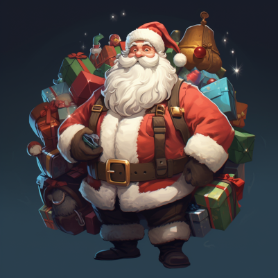 Proud Santa And His Many Gifts