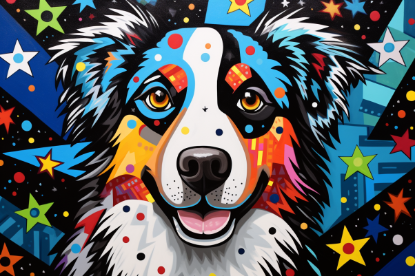 Bold Stars And Australian Shepherd   Paint by Numbers Kit