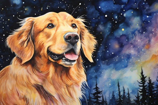 Stargazing Golden Retriever  Paint by Numbers Kit