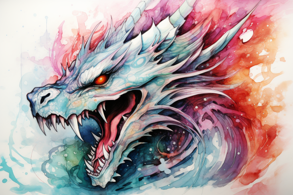 Ferocious Watercolor Dragon