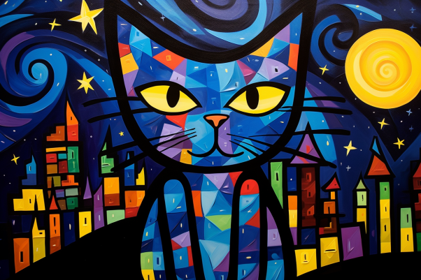 Bold Kitty In The Night  Paint by Numbers Kit