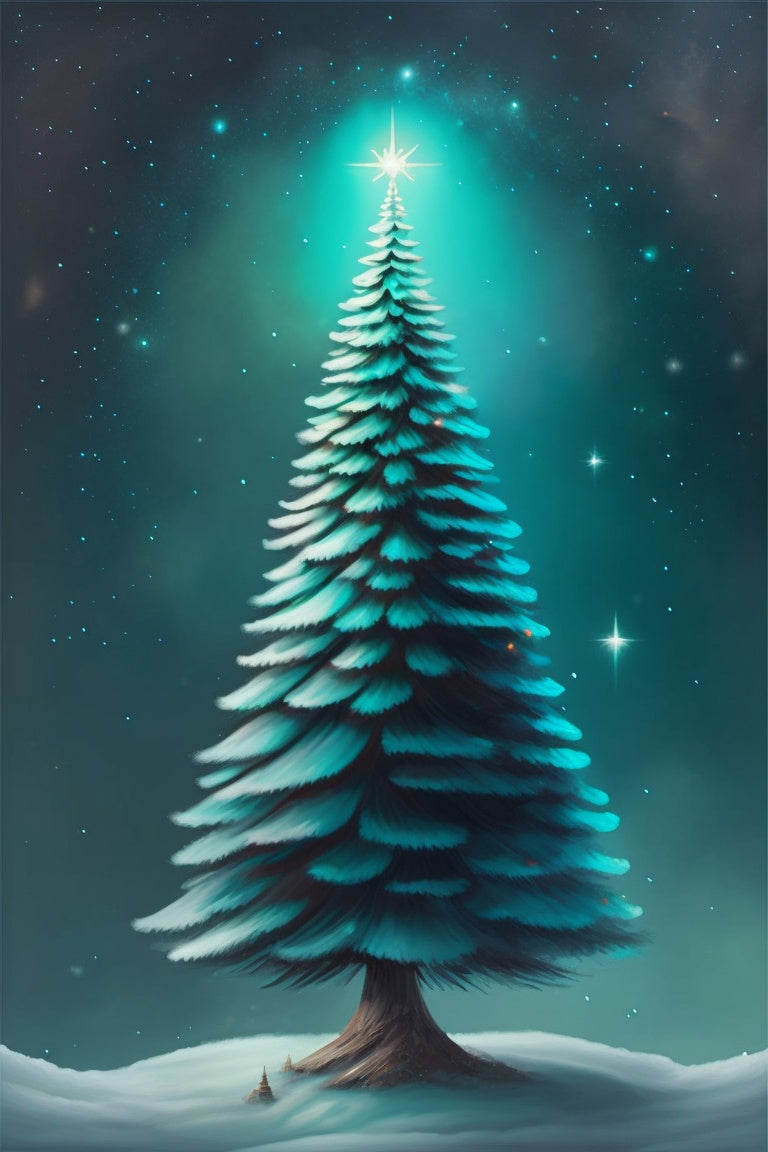 Star Lighting Up A Tree In The Night