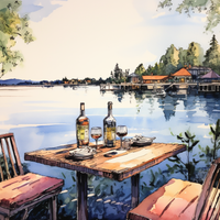Thumbnail for Happy Hour Watercolor Lakeside Dining