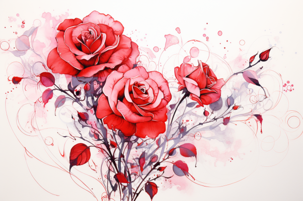 Watercolor Red Roses