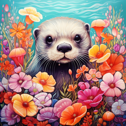 Mesmerizing Otter And Flowers
