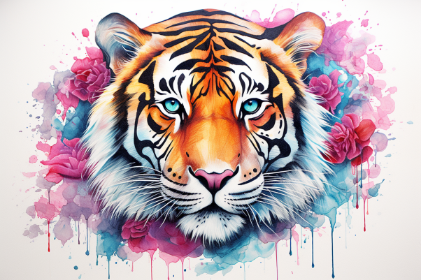 Pretty Tiger In Watercolor  Paint by Numbers Kit